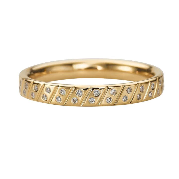 Artemer ORDER ONLY: 18K Gold &quot;Tilted Pattern&quot; Diamond Ring