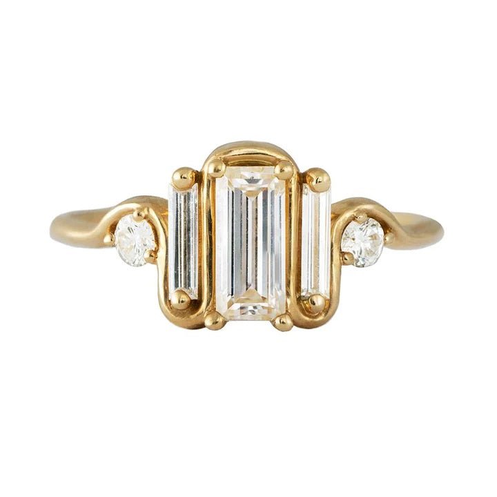 Artemer ORDER ONLY: 18K Gold Triple Baguette Diamond &quot;Wave&quot; Ring