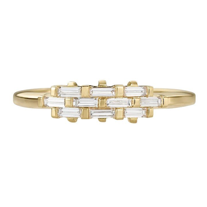 Artemer ORDER ONLY: 18K Gold Triple Row &quot;Woven&quot; Baguette Diamond Ring
