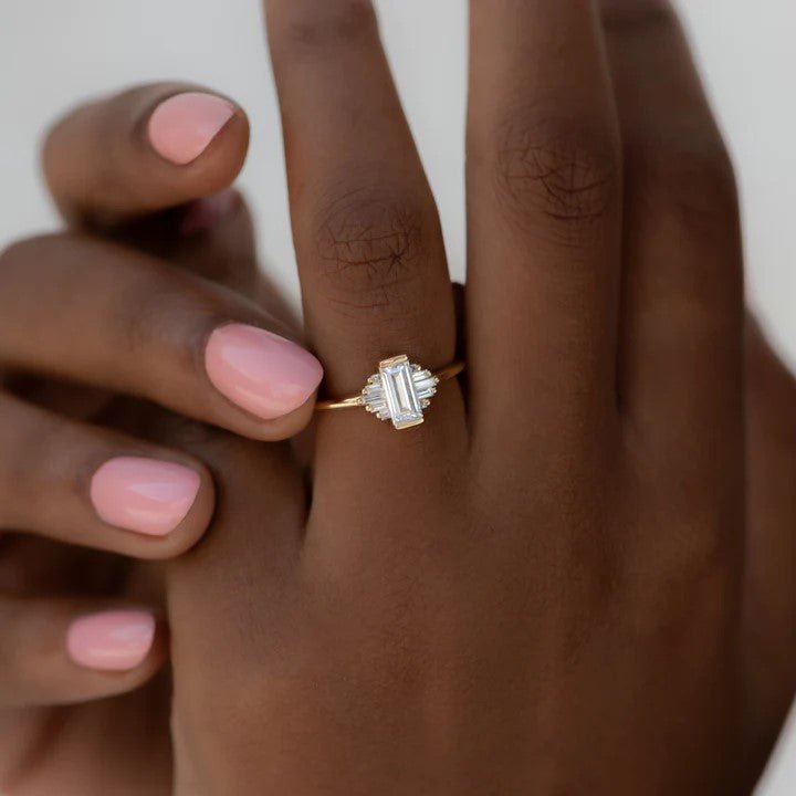 Artemer ORDER ONLY: &quot;Classic Art Deco&quot; Emerald-Cut Diamond Ring with Baguette Diamonds