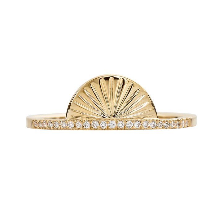 Artemer ORDER ONLY: Pave Diamond Center Ring with &quot;Golden Sundial&quot; Top