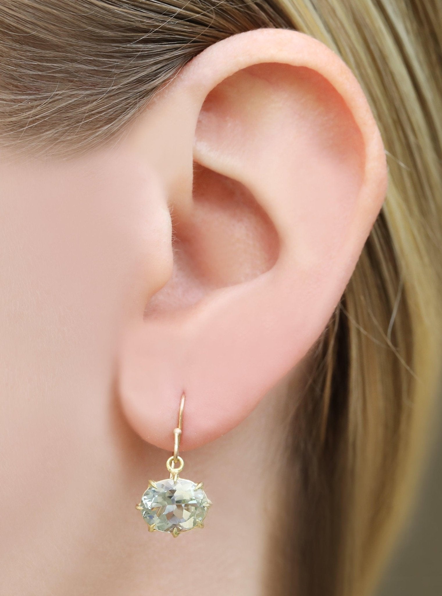 Rosanne Pugliese Oval Faceted Green Amethyst Earrings