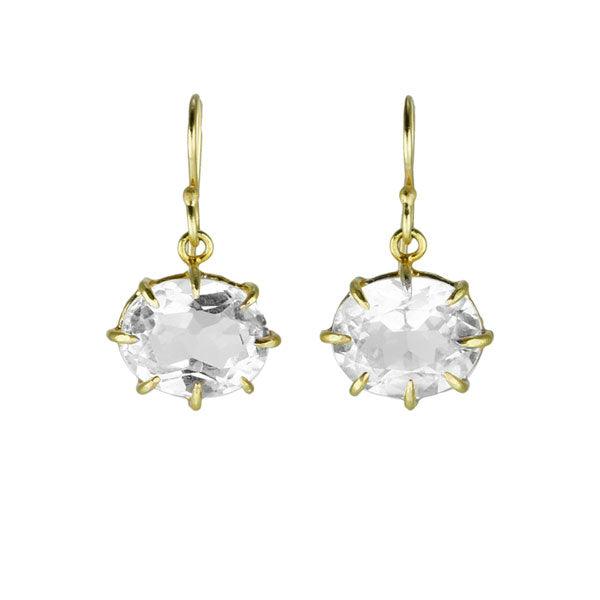 Oval Faceted White Topaz Earrings