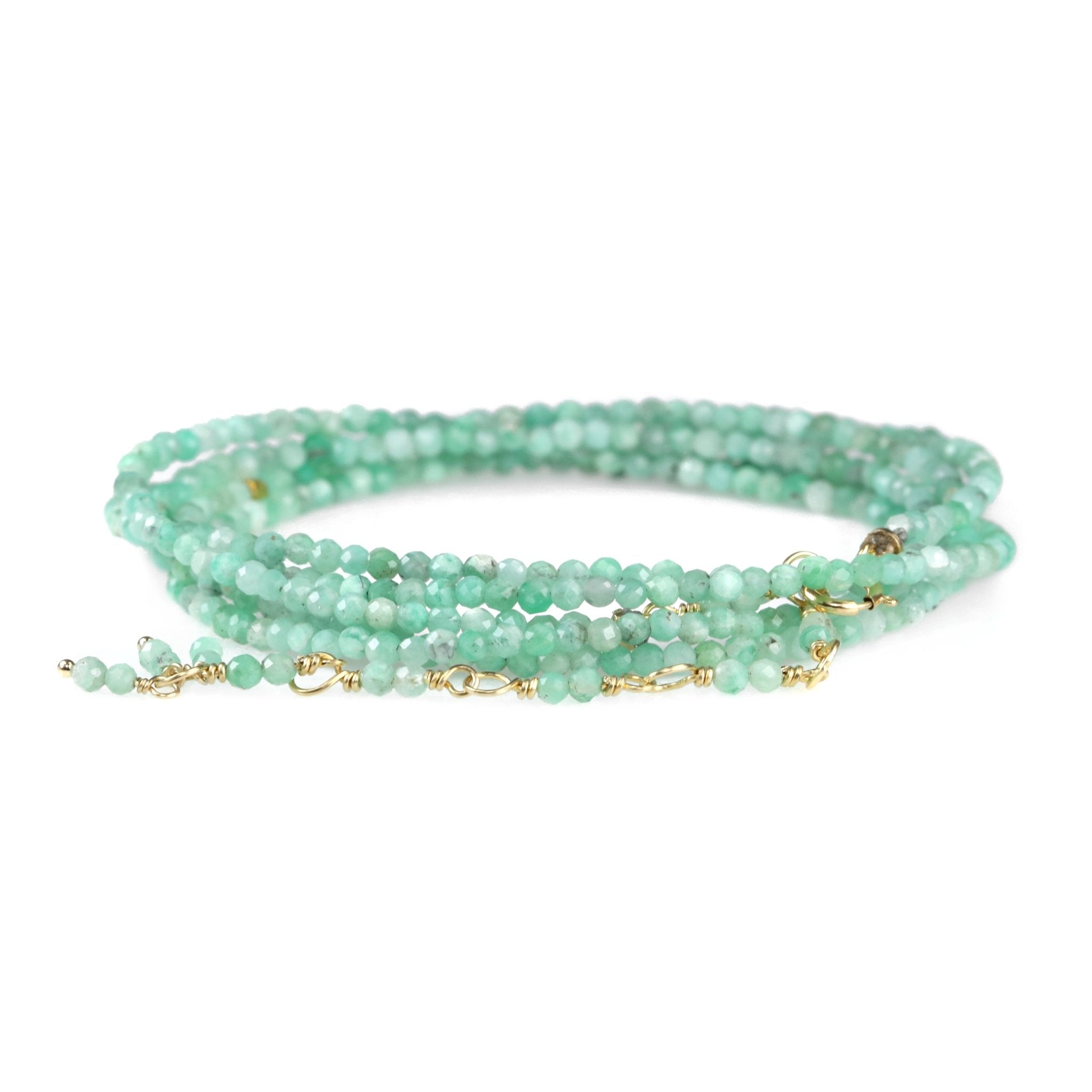Pale Opaque Emerald Beaded Wrap Bracelet