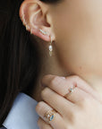 Pave Diamond Hoops with Rosecut Diamond "Jellyfish" Drops - Peridot Fine Jewelry - Celine Daoust