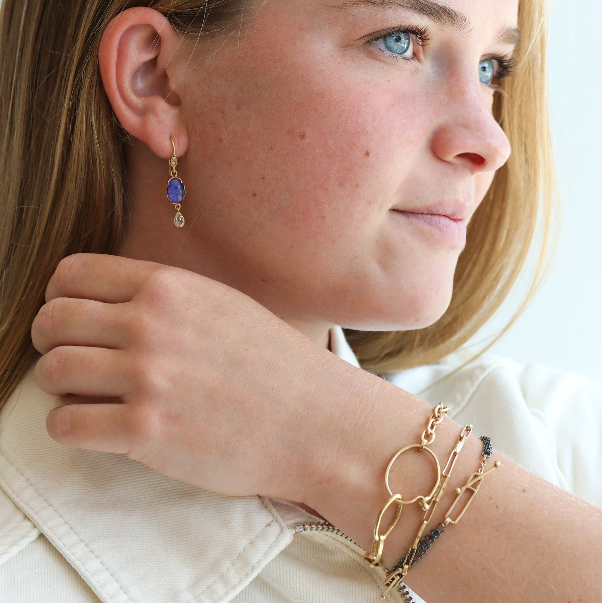 &quot;Pip&quot; 14K Gold Bracelet with Medium Rectangular Links - Peridot Fine Jewelry - Sarah Macfadden