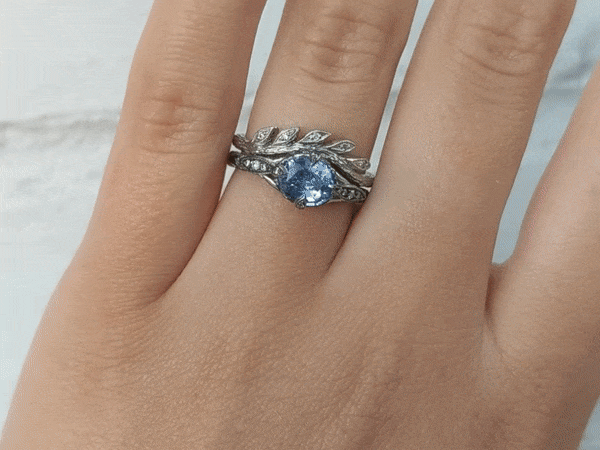 Cathy Waterman Platinum and Blue Sapphire &quot;Petal Side&quot; Ring