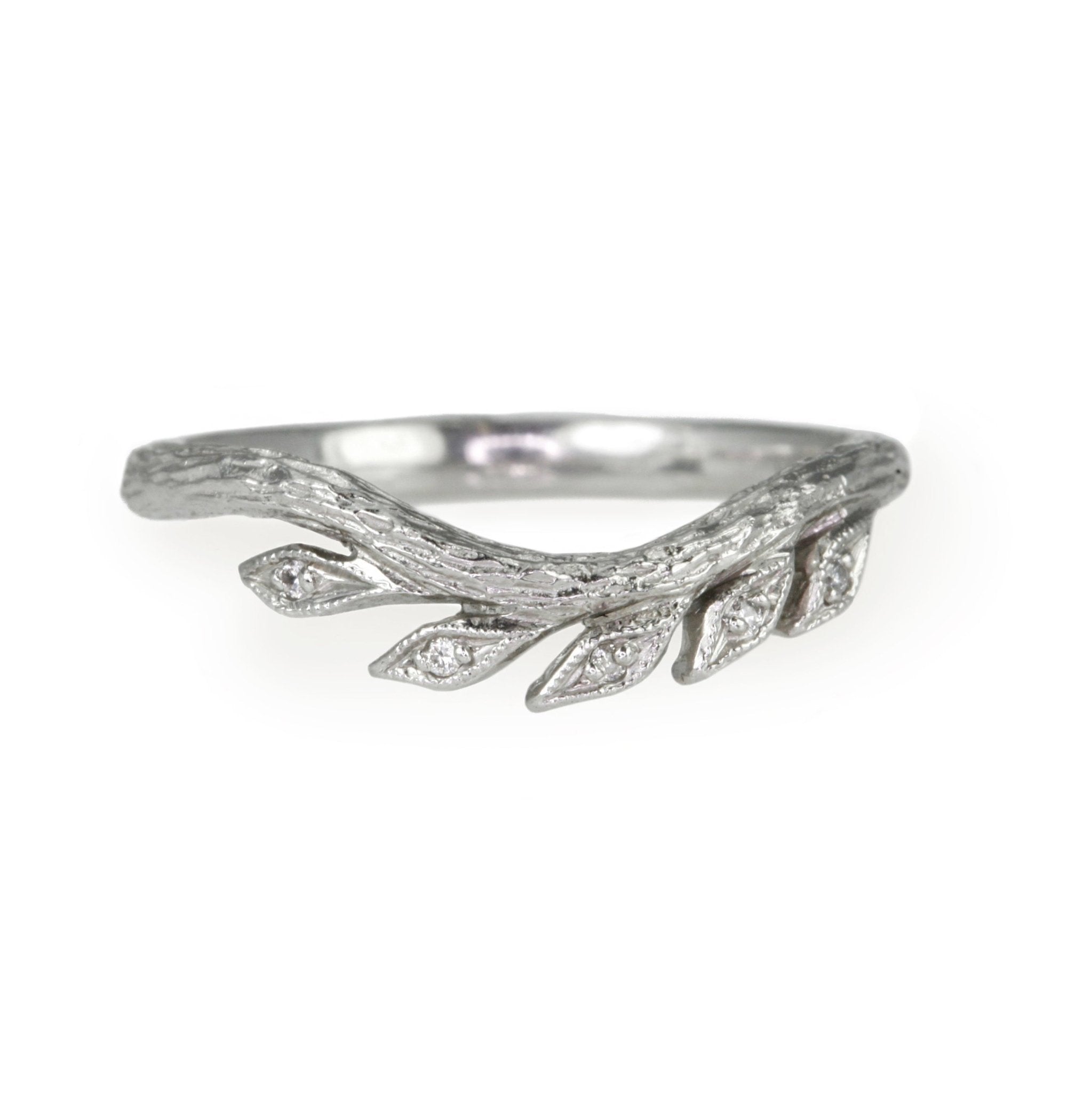 Cathy Waterman Platinum and Diamond Curved &quot;Wheat&quot; Band
