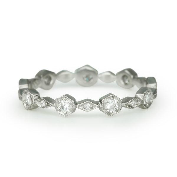 Platinum and Diamond &quot;Hexagonal&quot; Ring