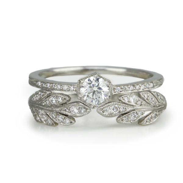 Cathy Waterman Platinum and Diamond &quot;Open Leafside&quot; Ring