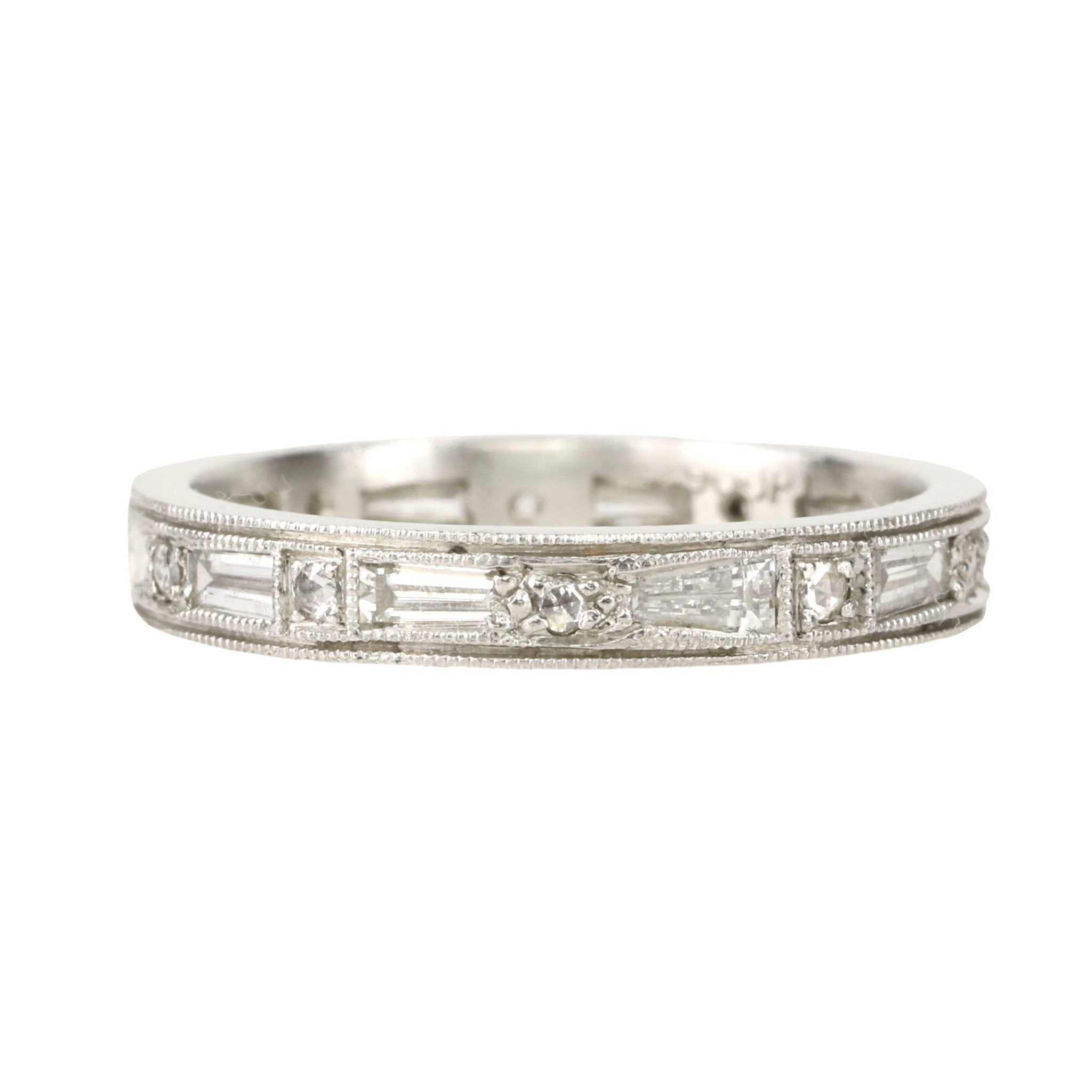 Cathy Waterman Platinum and Diamond Tapered Baguette Band