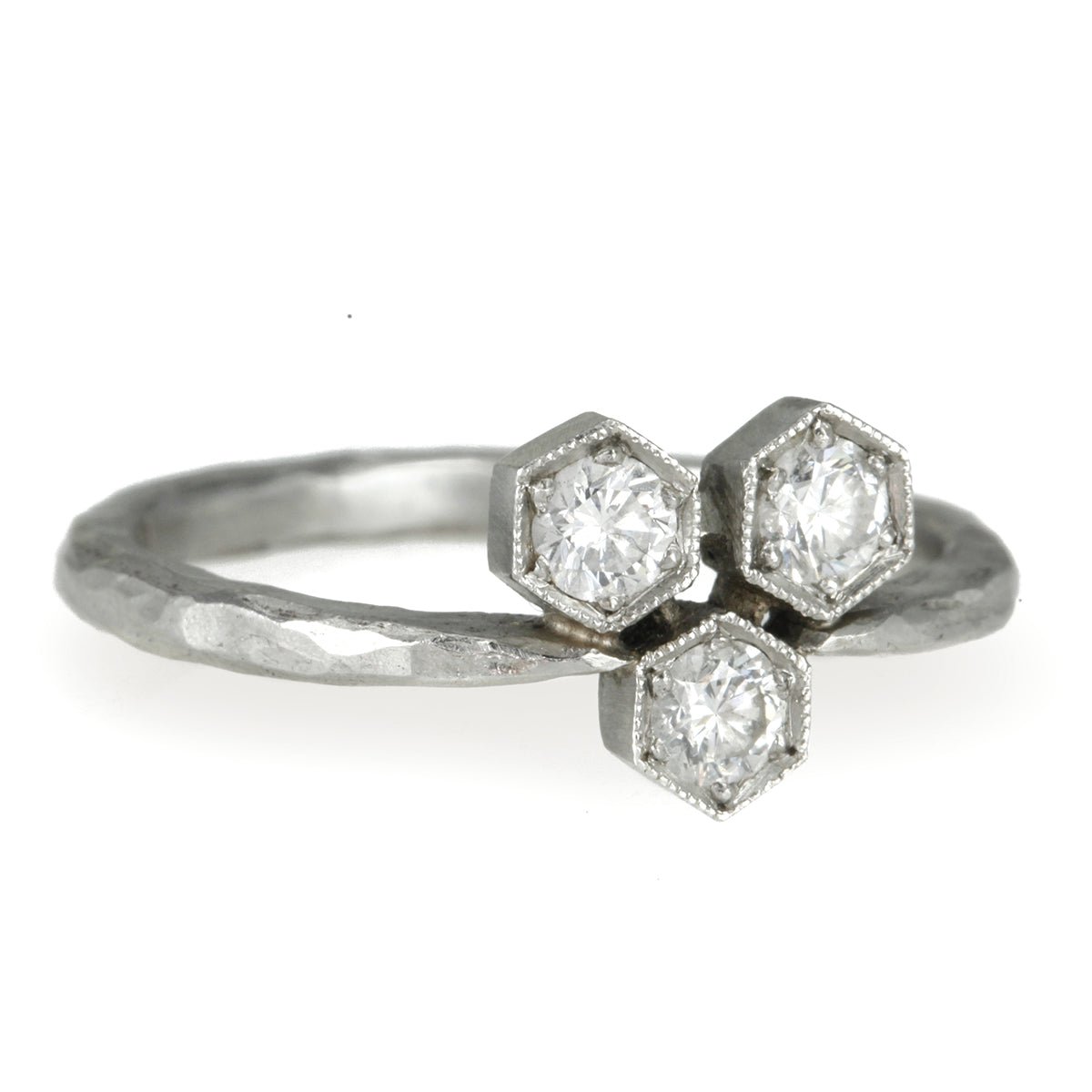 Cathy Waterman Platinum and Diamond &quot;Triple Hexagonal&quot; Ring