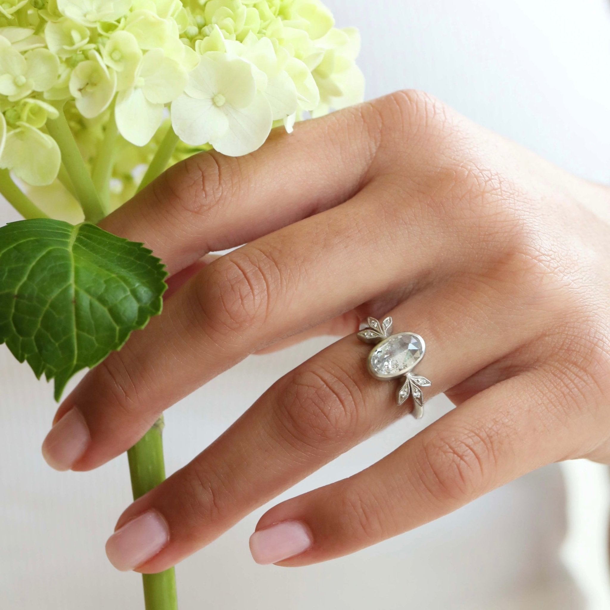 Cathy Waterman Platinum and Salt and Pepper Diamond &quot;Moderne&quot; Ring