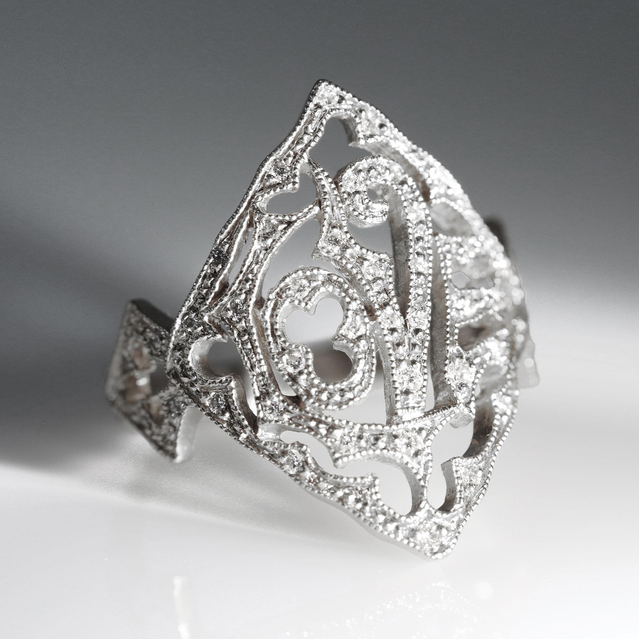 Platinum &quot;Love&quot; Ring with Diamonds