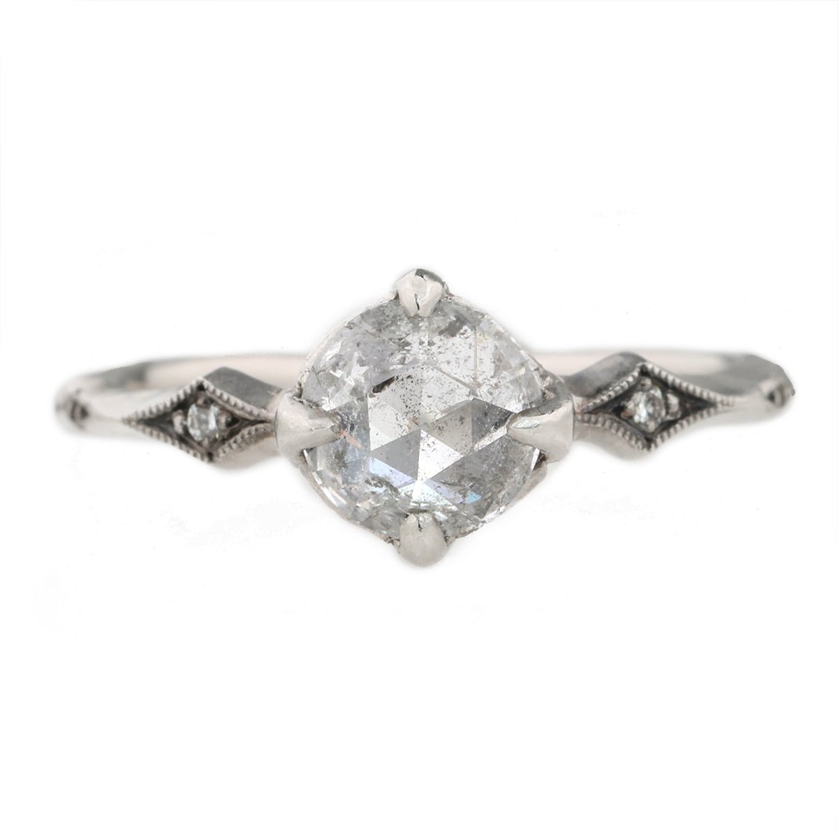 Cathy Waterman Platinum Prong-Set Rosecut Grey Diamond Ring