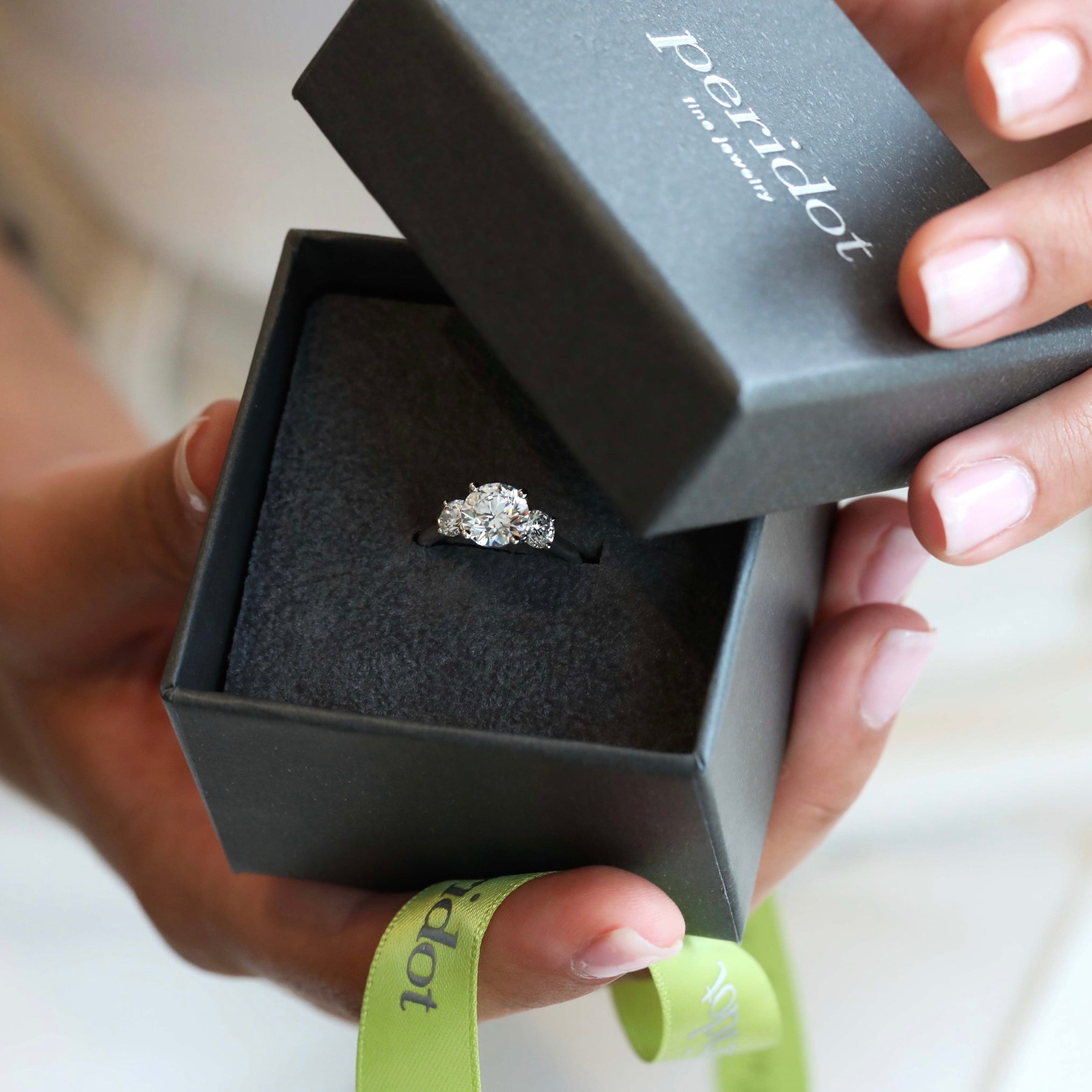 Platinum Prong-Set Three Stone Engagement Ring Mount