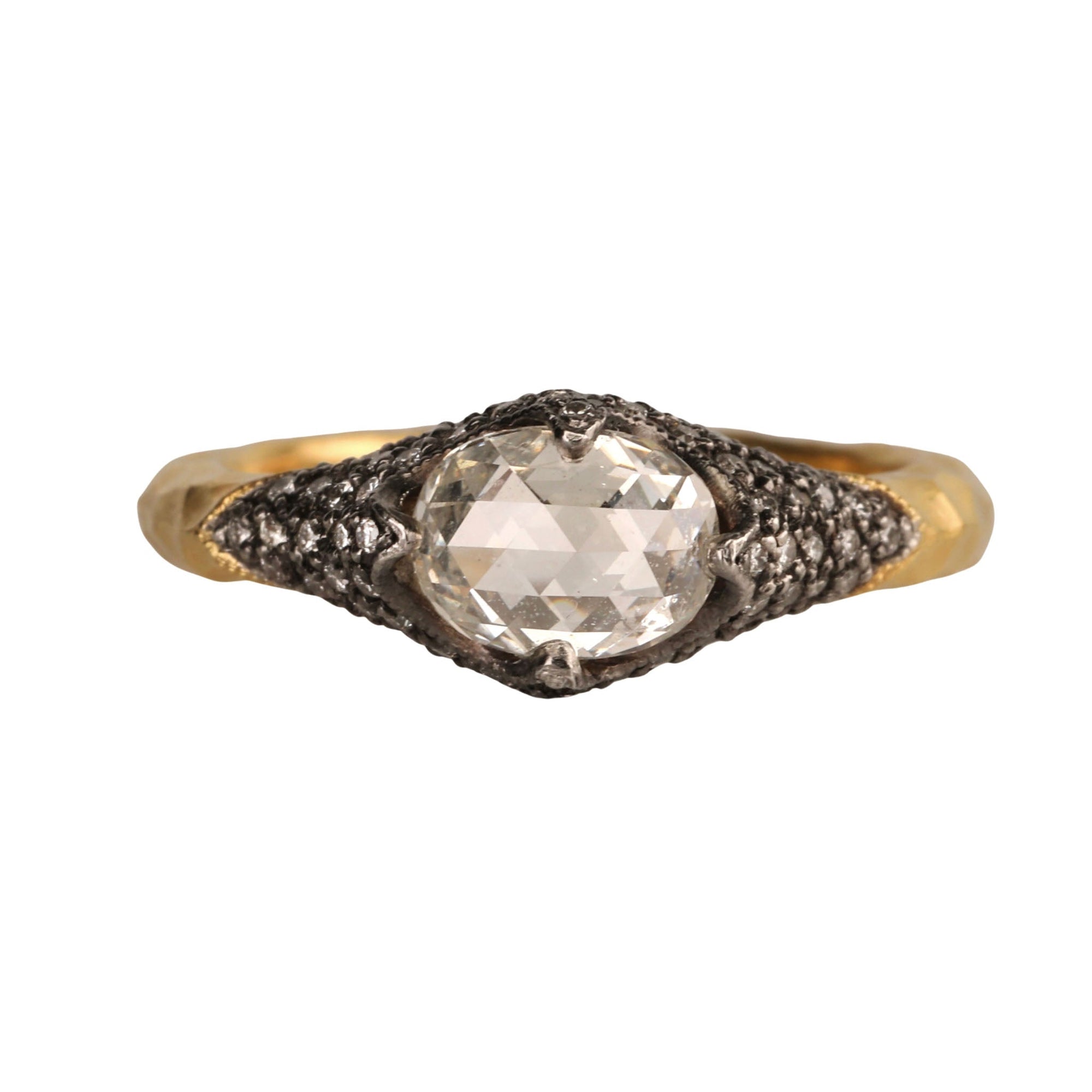 &quot;Poet&#39;s Ring&quot; with Moghul Center Diamond and Pave Diamond Details - Peridot Fine Jewelry - Cathy Waterman