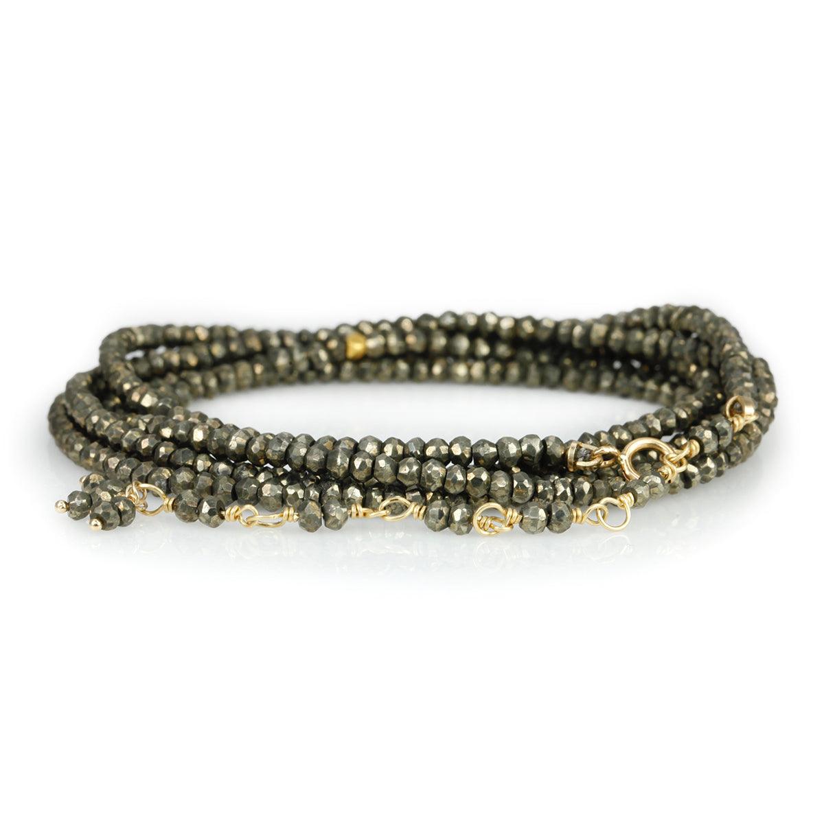 Pyrite Beaded Wrap Bracelet - Peridot Fine Jewelry - Anne Sportun