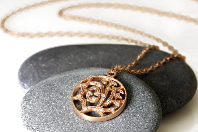 Rose Gold and Diamond &quot;Love&quot; Necklace