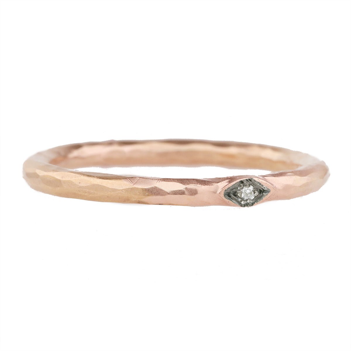 Rose Gold Hammered Blackened Diamond &quot;Evil Eye&quot; Ring