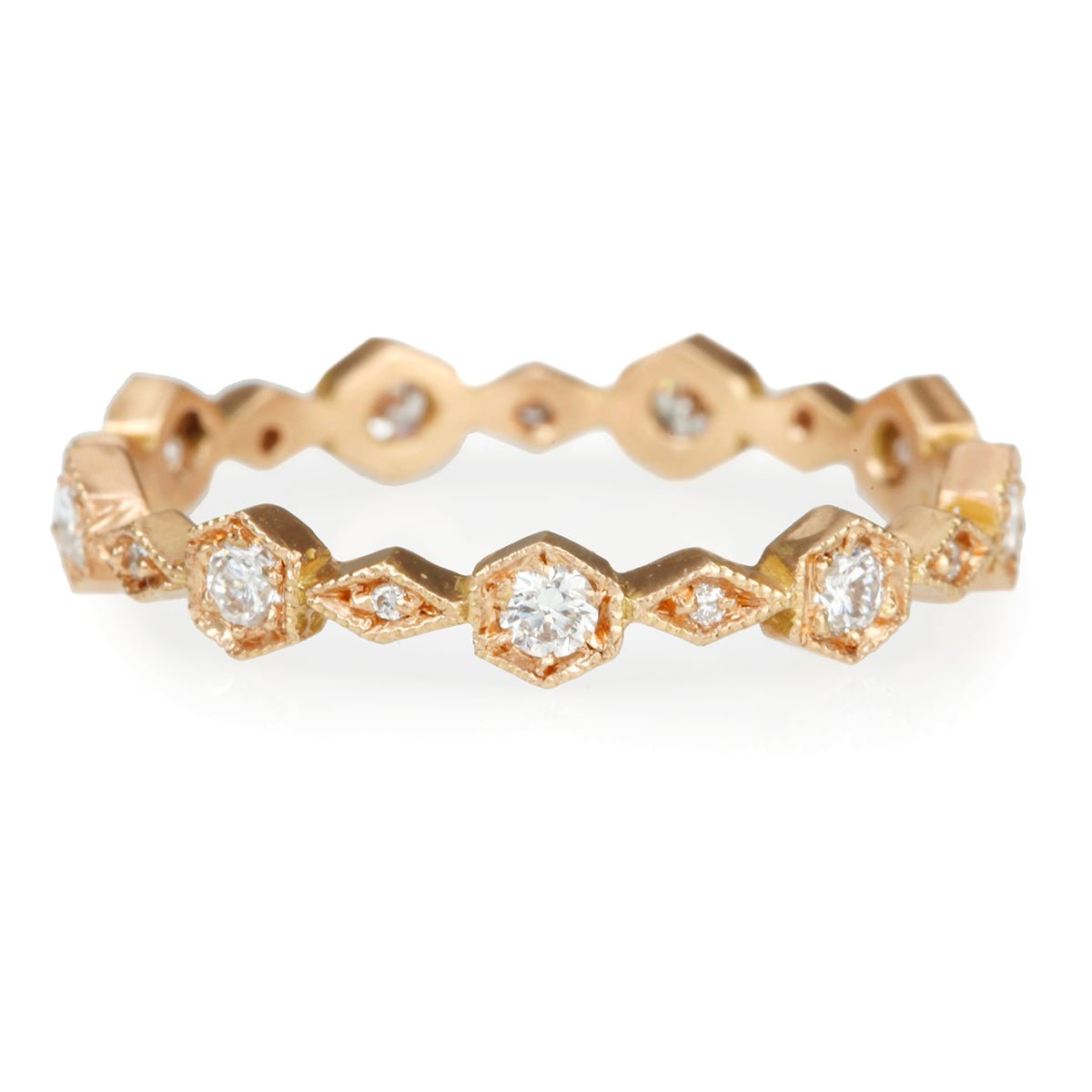 Cathy Waterman Rose Gold Hexagonal Diamond Ring