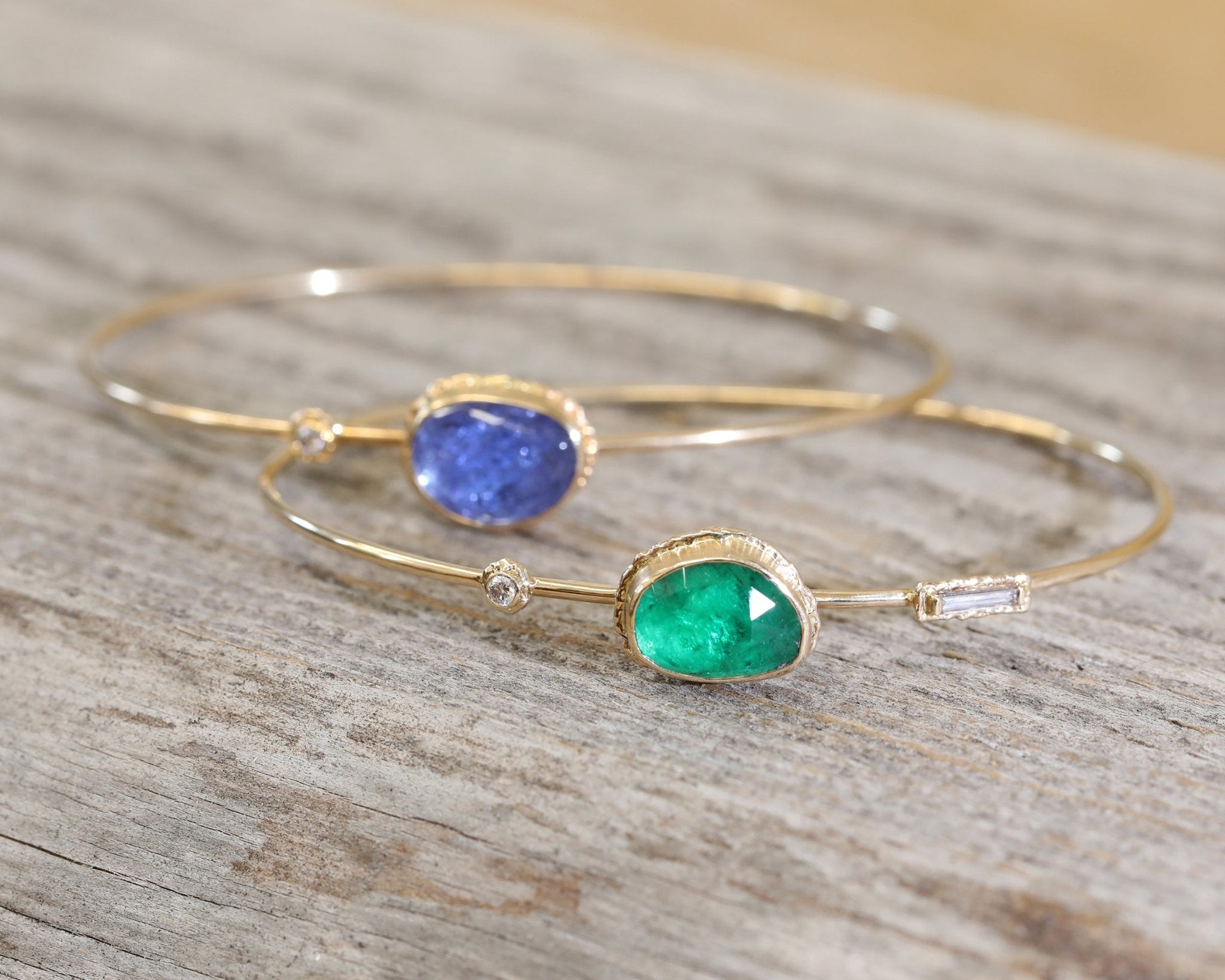 Jamie Joseph Rosecut Asymmetrical Emerald Bracelet with Diamond Accents