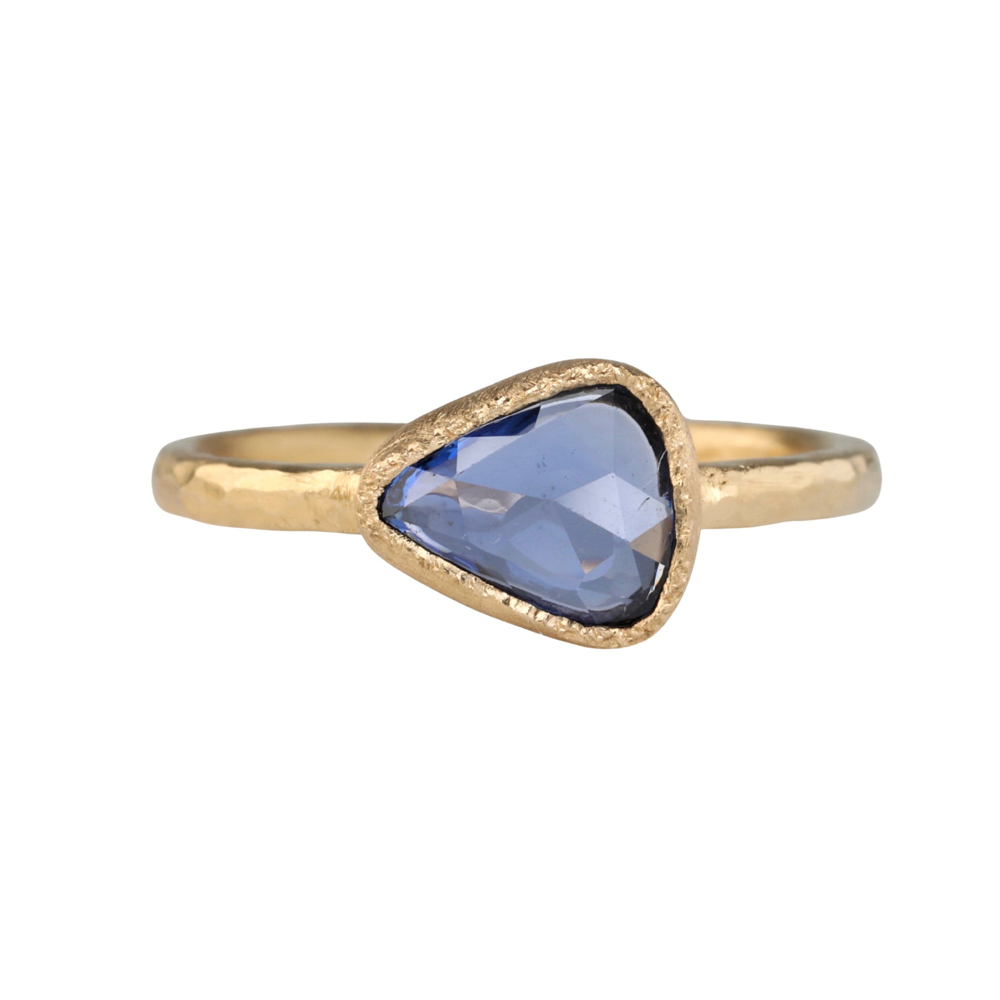Rosecut Triangular Blue Sapphire Ring - Peridot Fine Jewelry - Yasuko Azuma