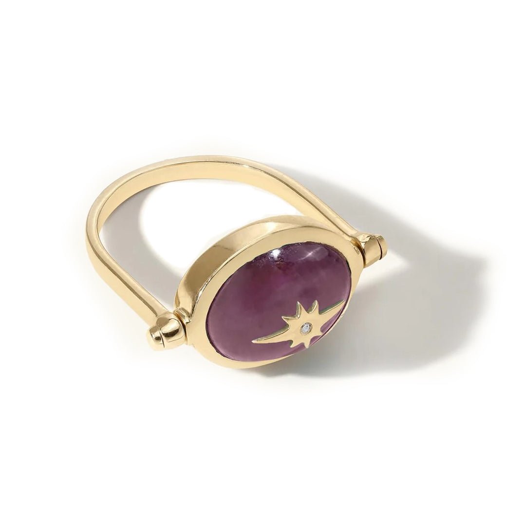 Ruby Spinning &quot;Star&quot; Ring with Diamond Detail - Peridot Fine Jewelry - Zahava