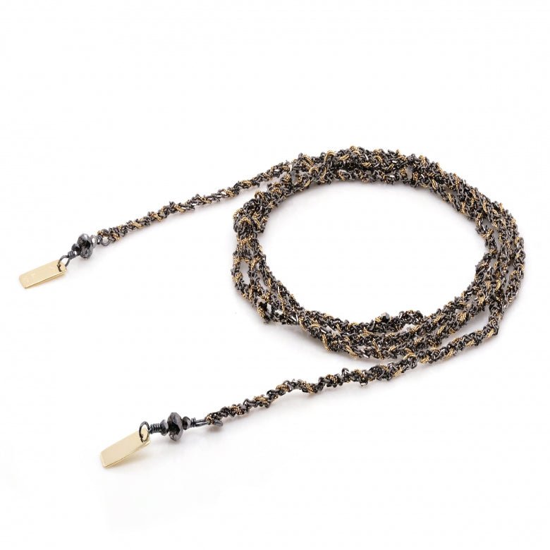 Ruthenium &amp; Gold Vermeil Woven Wrap Bracelet - Peridot Fine Jewelry - Marie Laure Chamorel