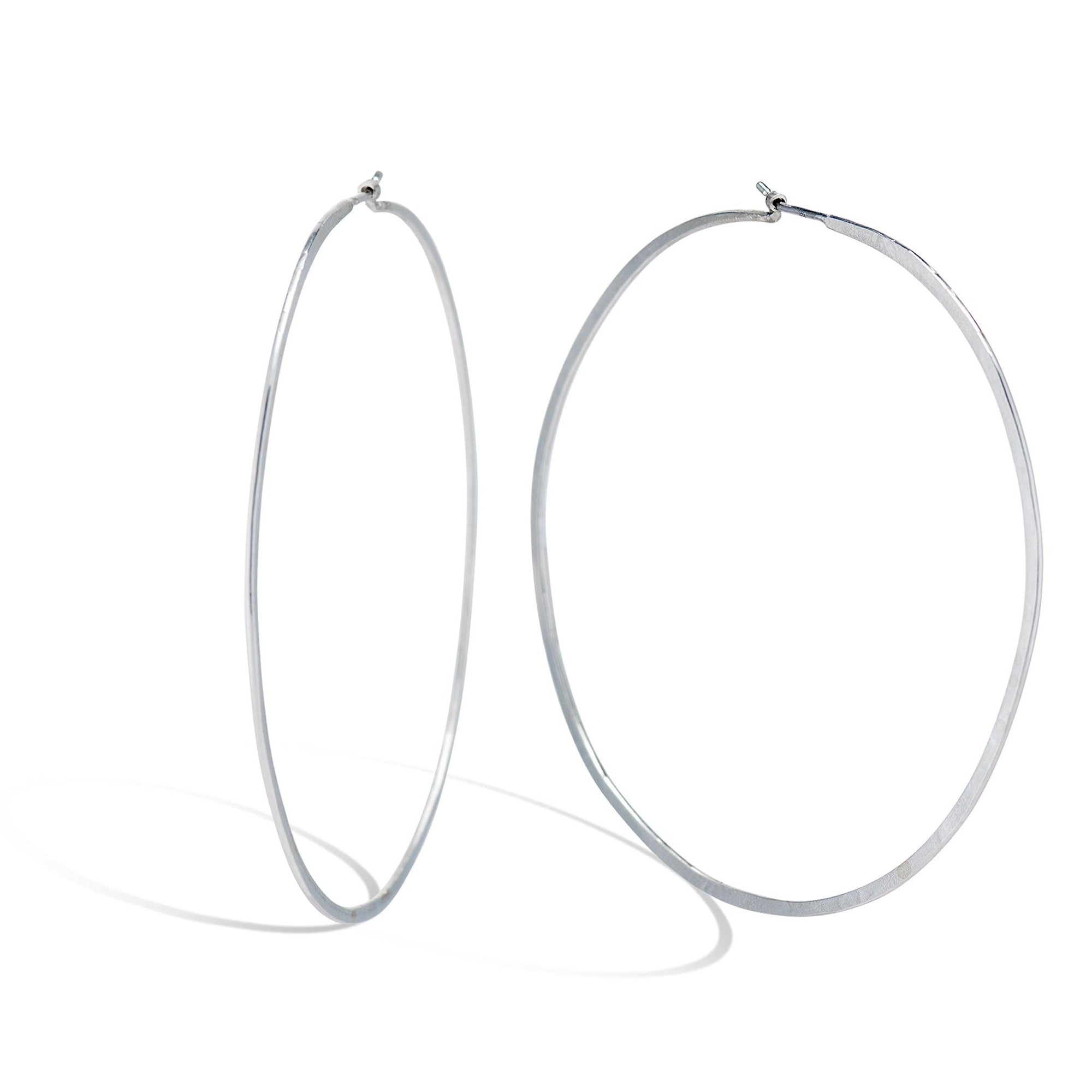 Sarah Macfadden &quot;Esme&quot; Sterling Silver Small Flat Hammered Round Hoop Earrings
