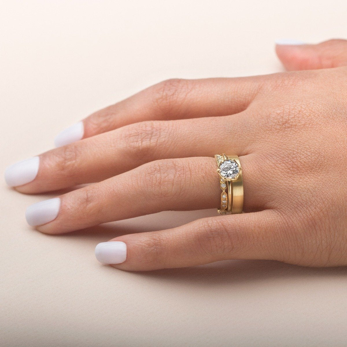&quot;Selene&quot; Hexagonal Diamond Ring Mount - Peridot Fine Jewelry - ILA
