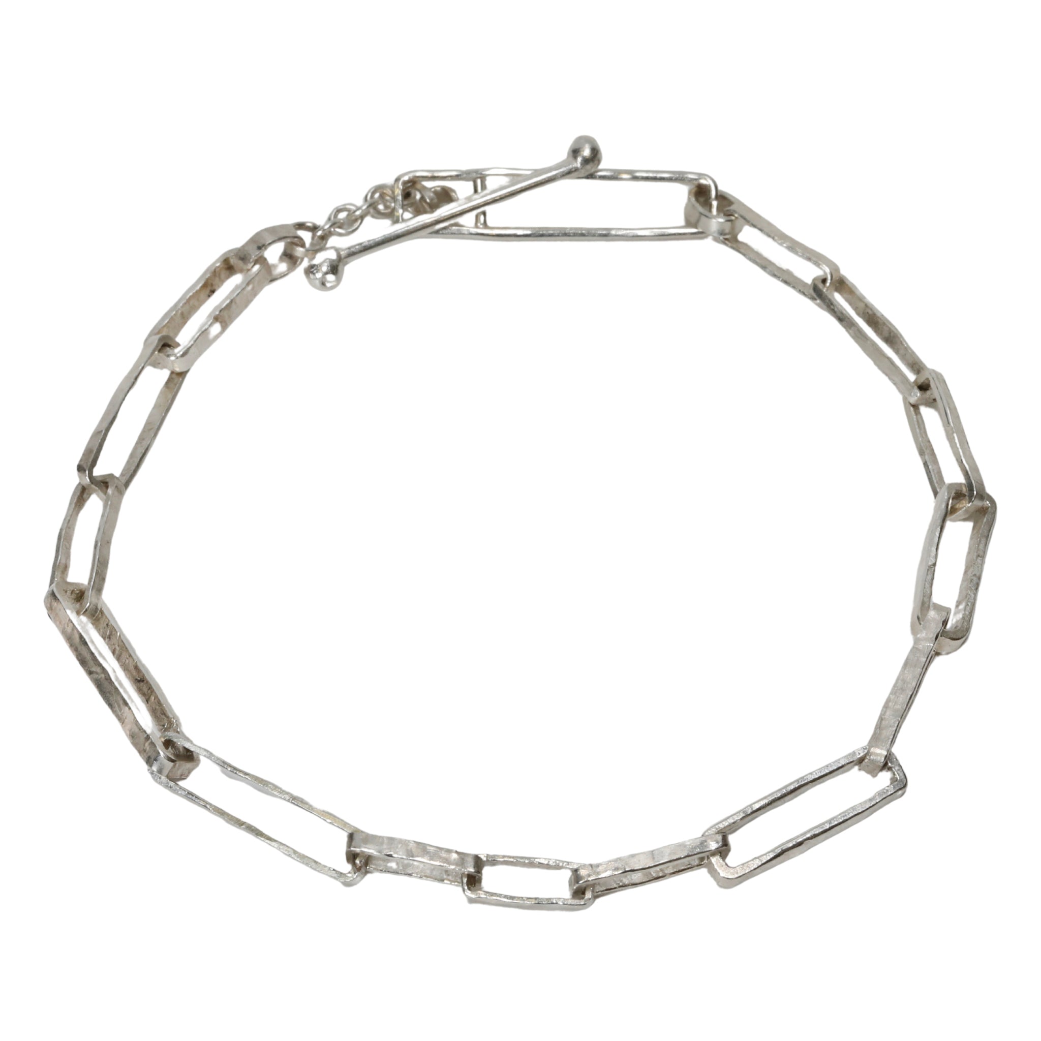 Silver &quot;Denise&quot; Bracelet with Handmade Varying Rectangular Links - Peridot Fine Jewelry - Sarah Macfadden