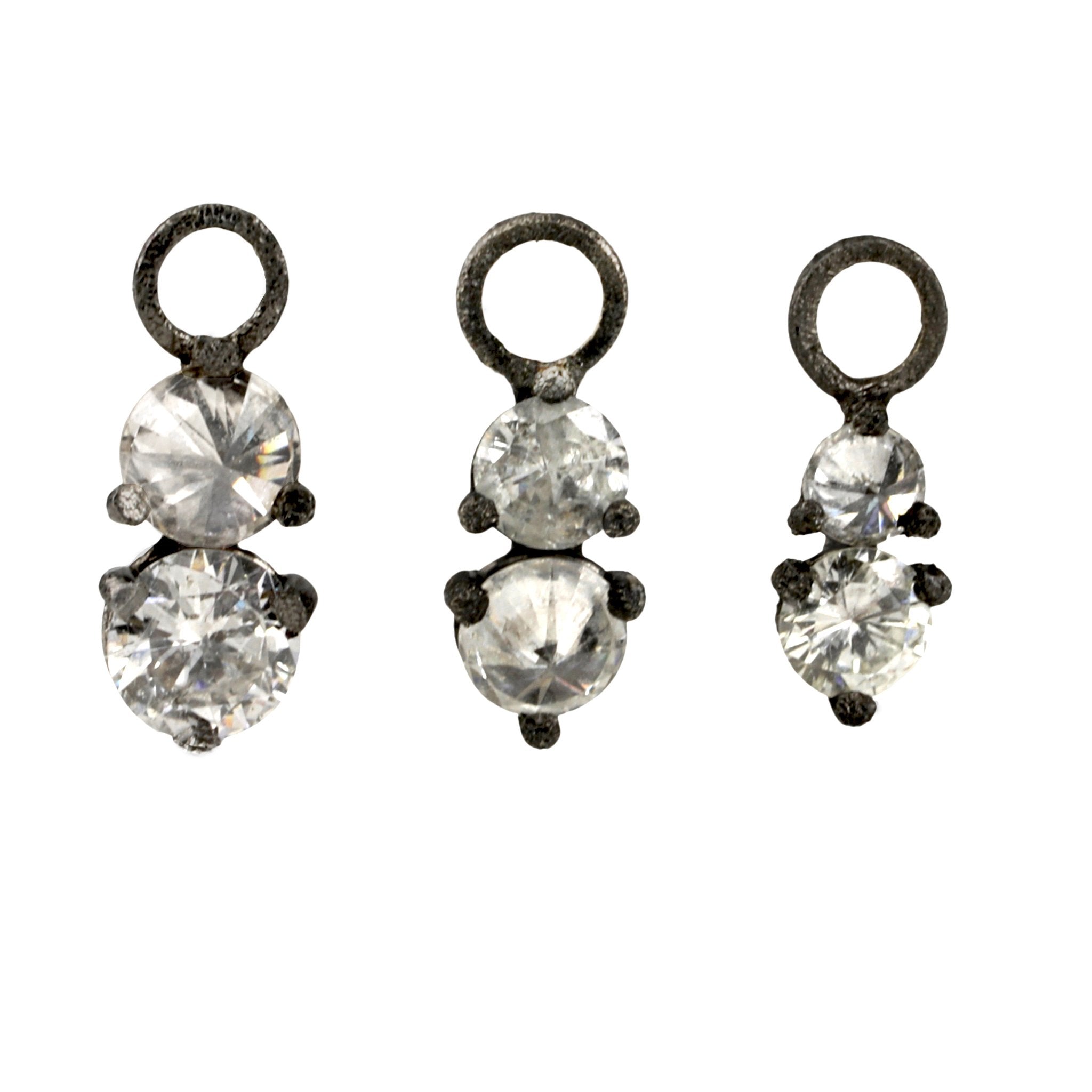 Small Blackened Gold Prong-Set Diamond &quot;Hoop Charms&quot;