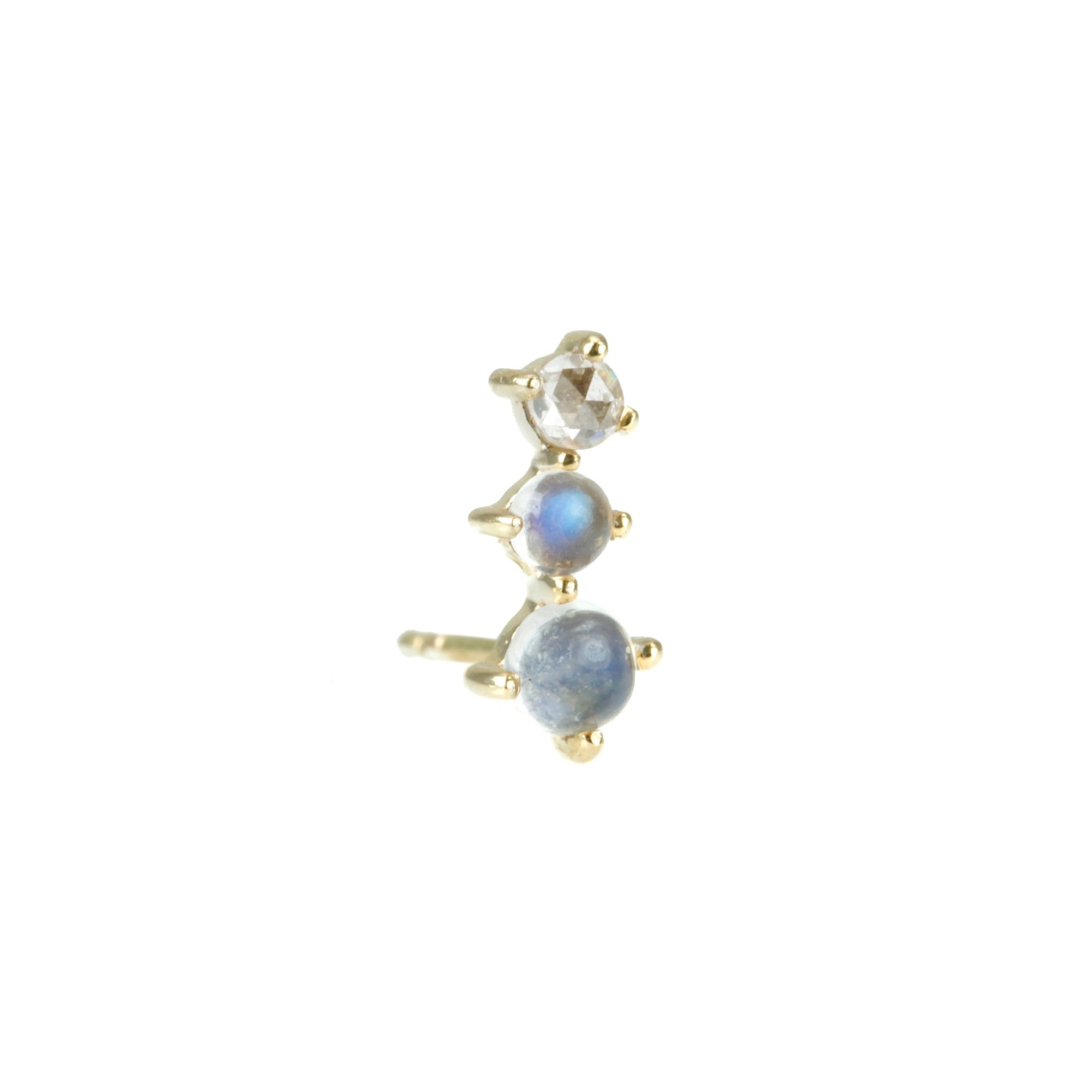 Celine Daoust Small Moonstone and Diamond Climber Earring