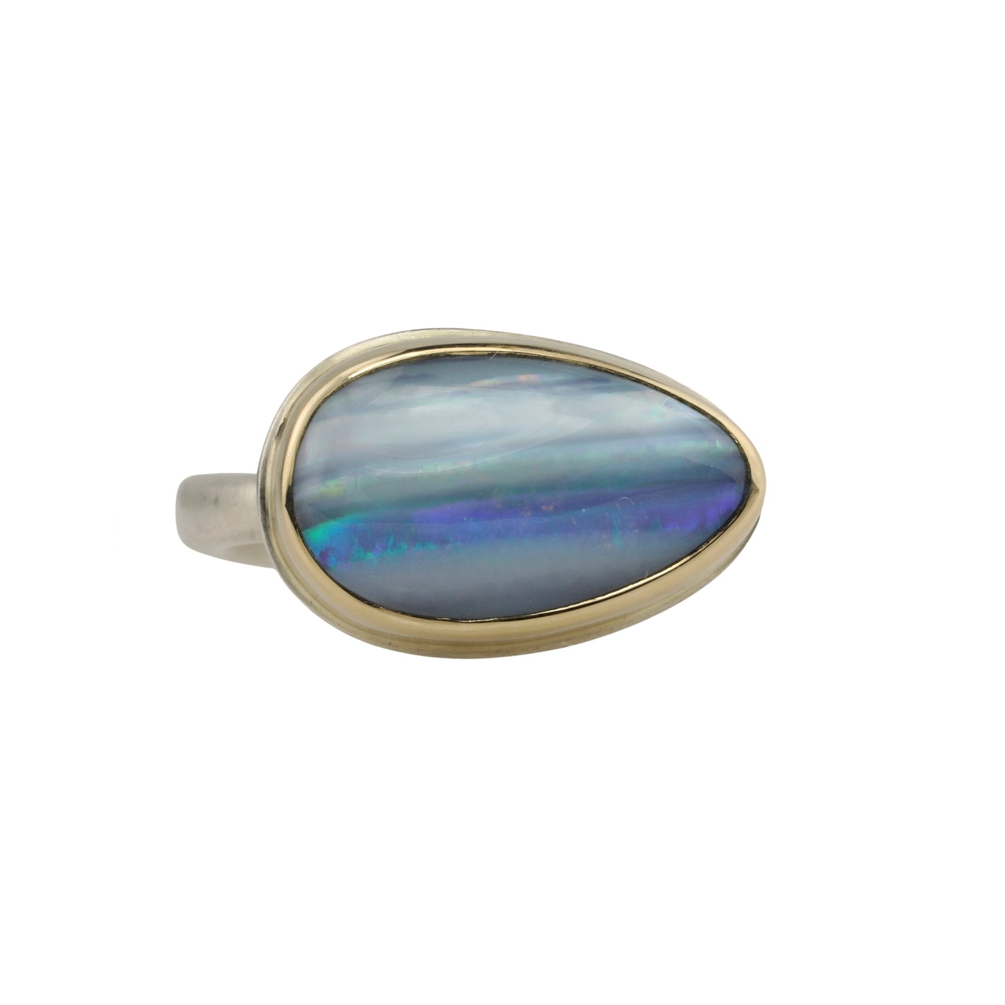 Small Teardrop Australian Opal Doublet Ring