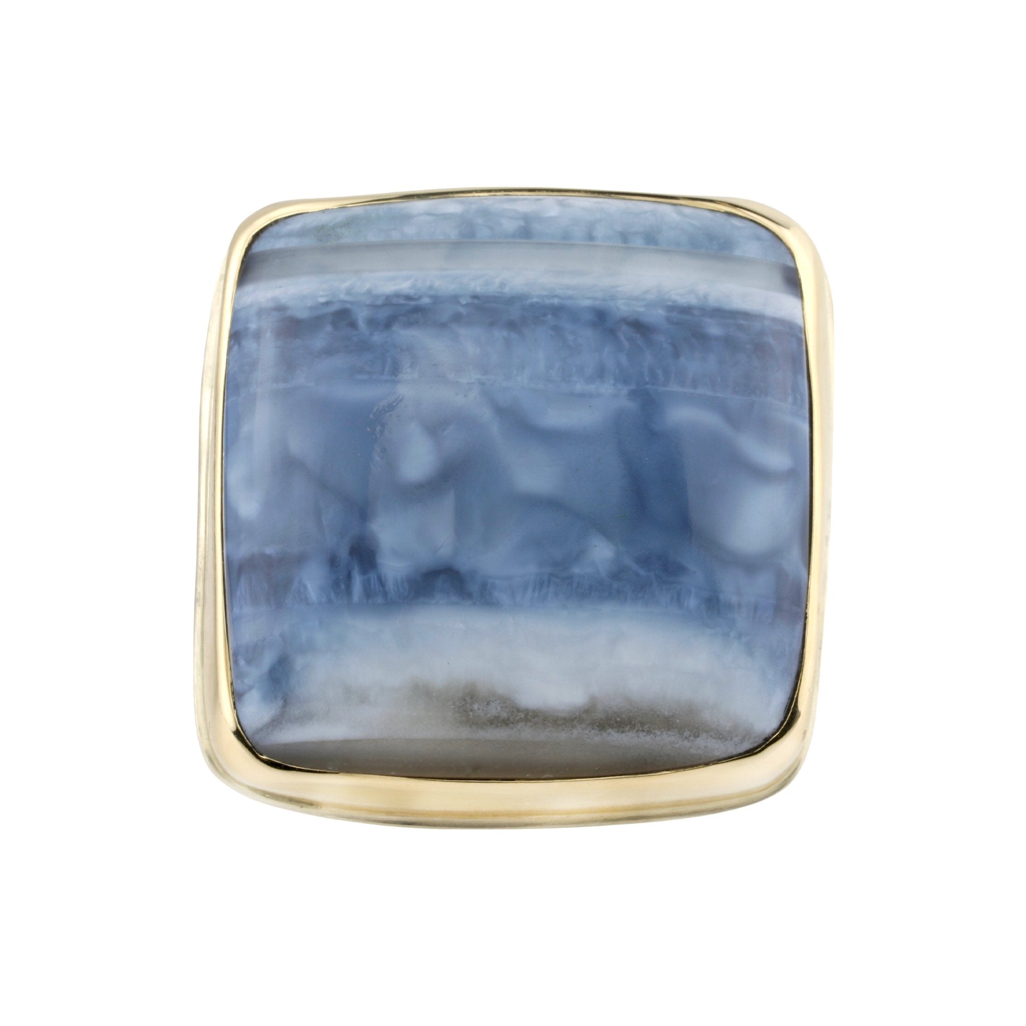 Smooth Square Indian Blue Opal Ring