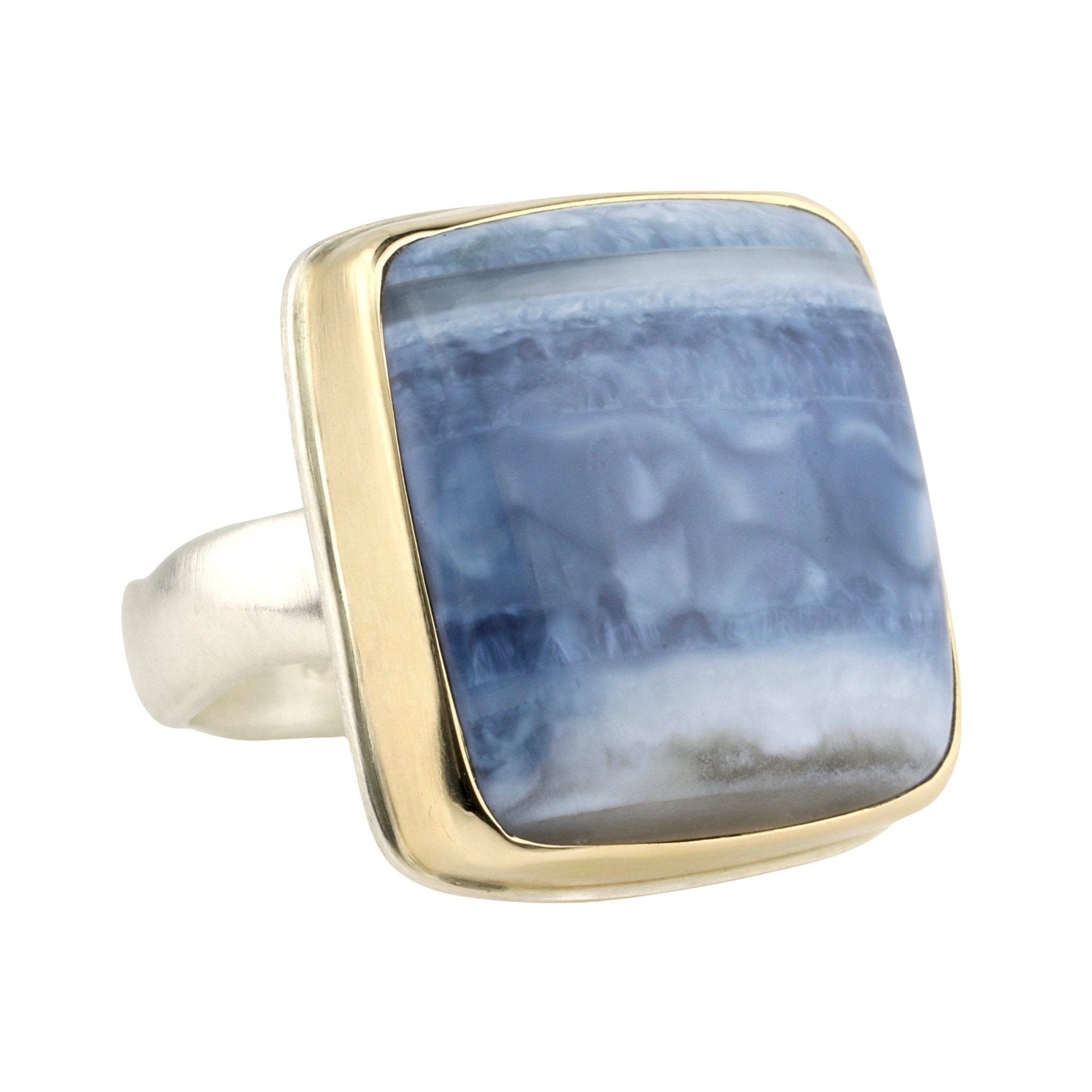 Smooth Square Indian Blue Opal Ring