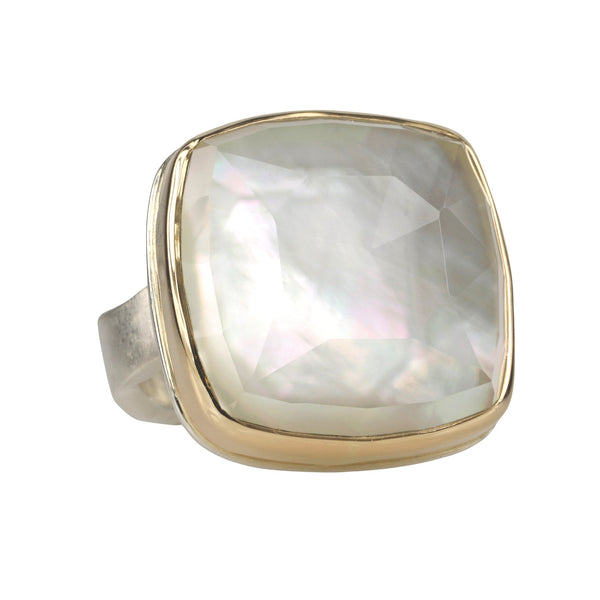 Plain Oval Mother of Pearl Modern Silver Ring | Boutique Ottoman Exclusive