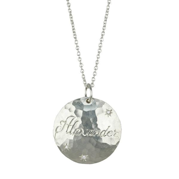 Annie Fensterstock Sterling Silver and Diamond &quot;Alexander&quot; Customizable Pendant Necklace