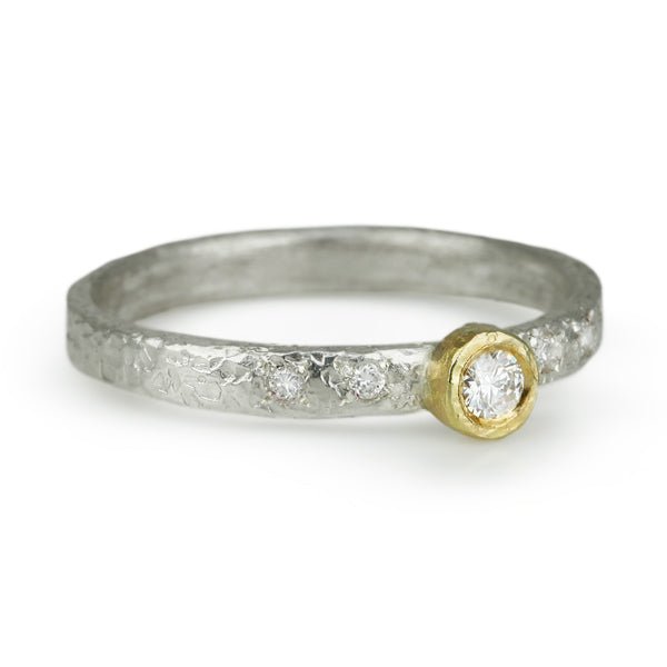 Sterling Silver and Diamond Textured Ring