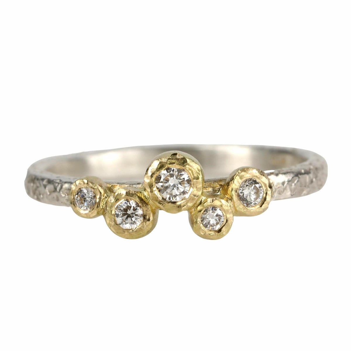 Yasuko Azuma Sterling Silver Five Variant-Sized White Diamond Band
