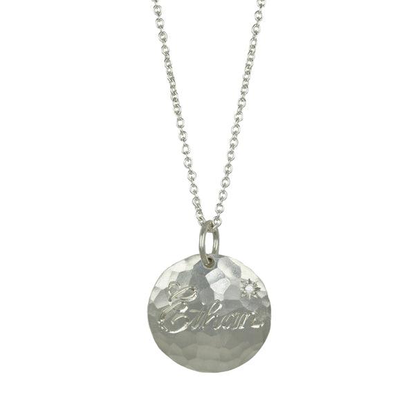 Annie Fensterstock Sterling Silver &quot;Ethan&quot; Customizable Pendant Necklace with Diamond
