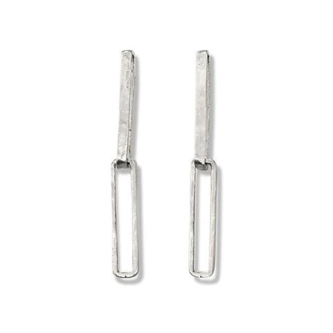Sterling Silver Hammered Rectangular &quot;Parker&quot; Double Hoops - Peridot Fine Jewelry - Sarah Macfadden