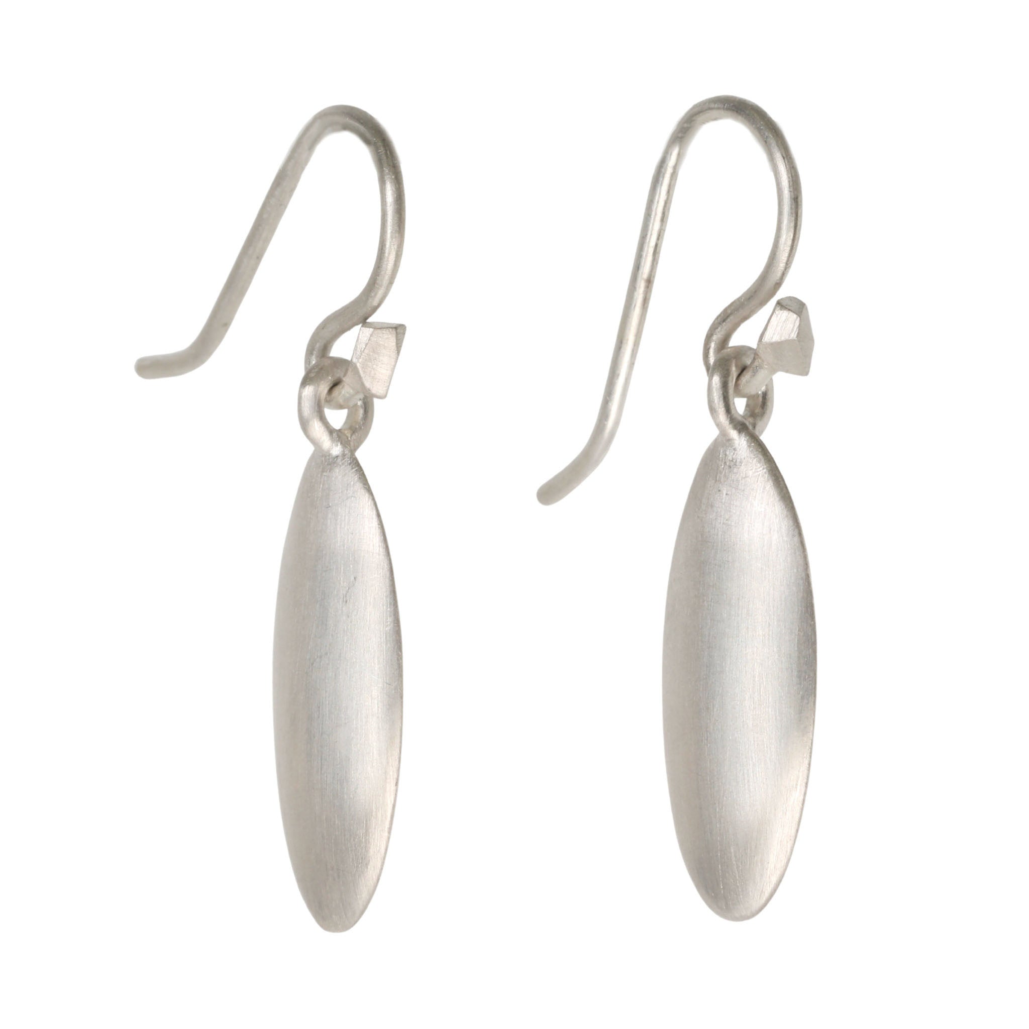 Sterling Silver Handmade Small Elongated Oval Dangle Earrings - Peridot Fine Jewelry - dan-yell