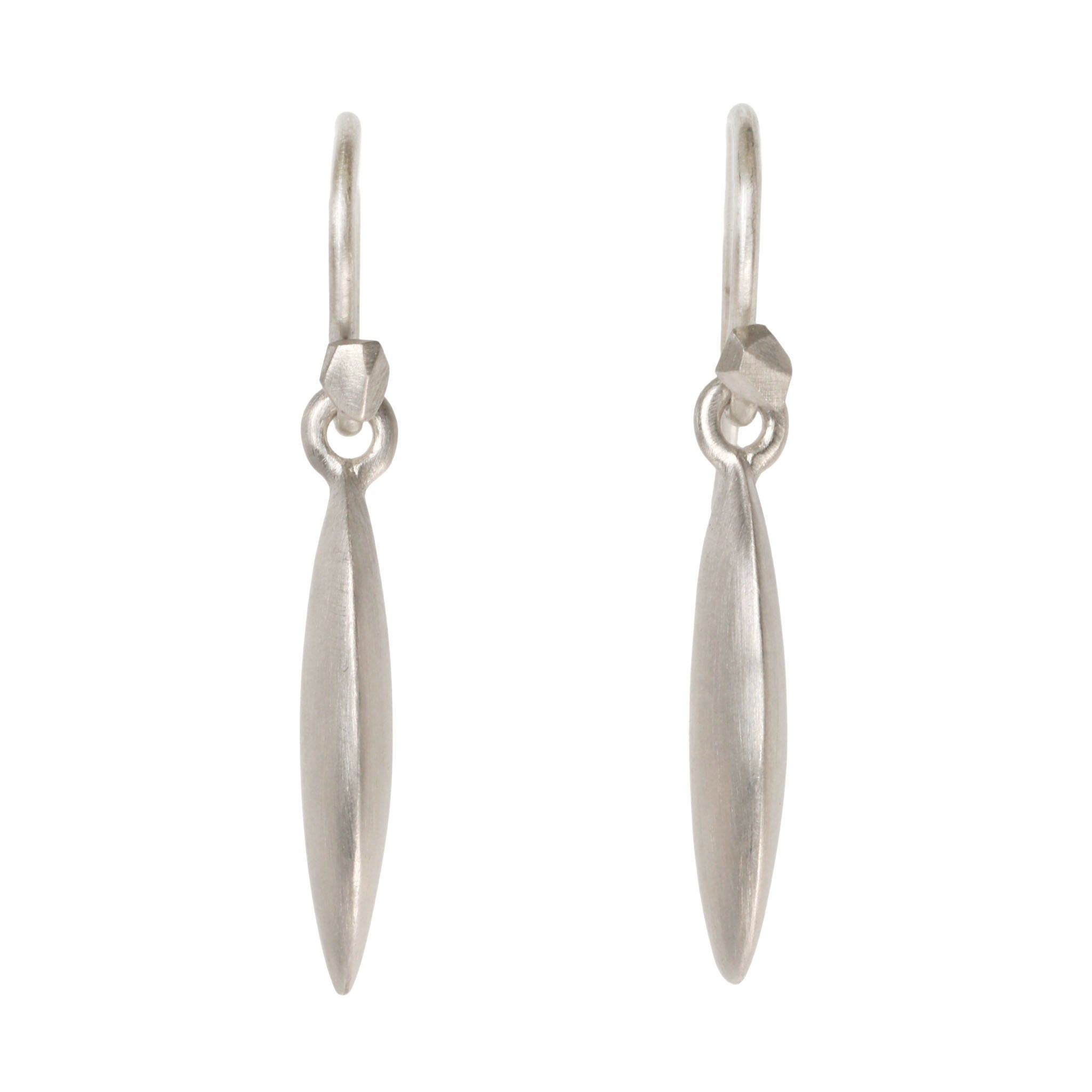 Sterling Silver Handmade Small Elongated Oval Dangle Earrings - Peridot Fine Jewelry - dan-yell