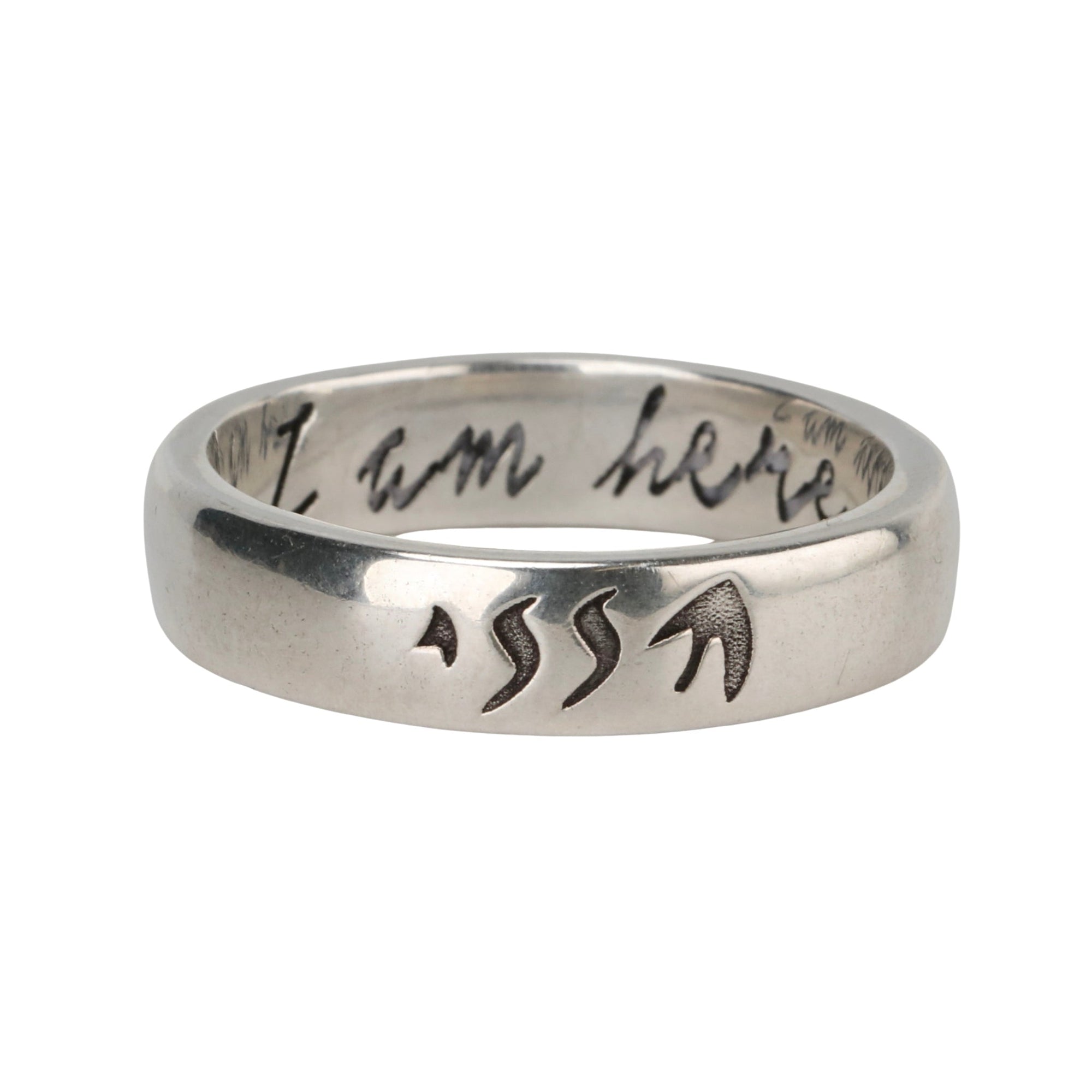 Sterling Silver Ring with &quot;I Am Here&quot; Engraving - Peridot Fine Jewelry - Zahava