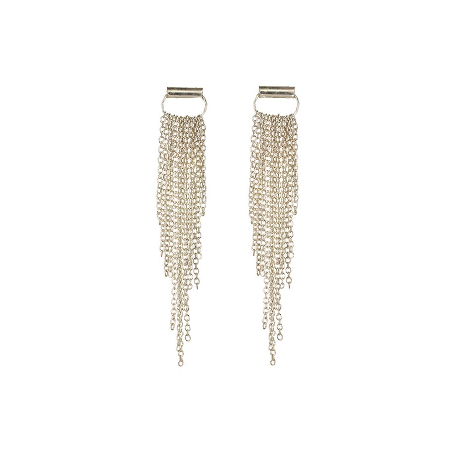 Sarah Macfadden Sterling Silver &quot;Swimsuit&quot; Multi-Length Draping Chain Earrings