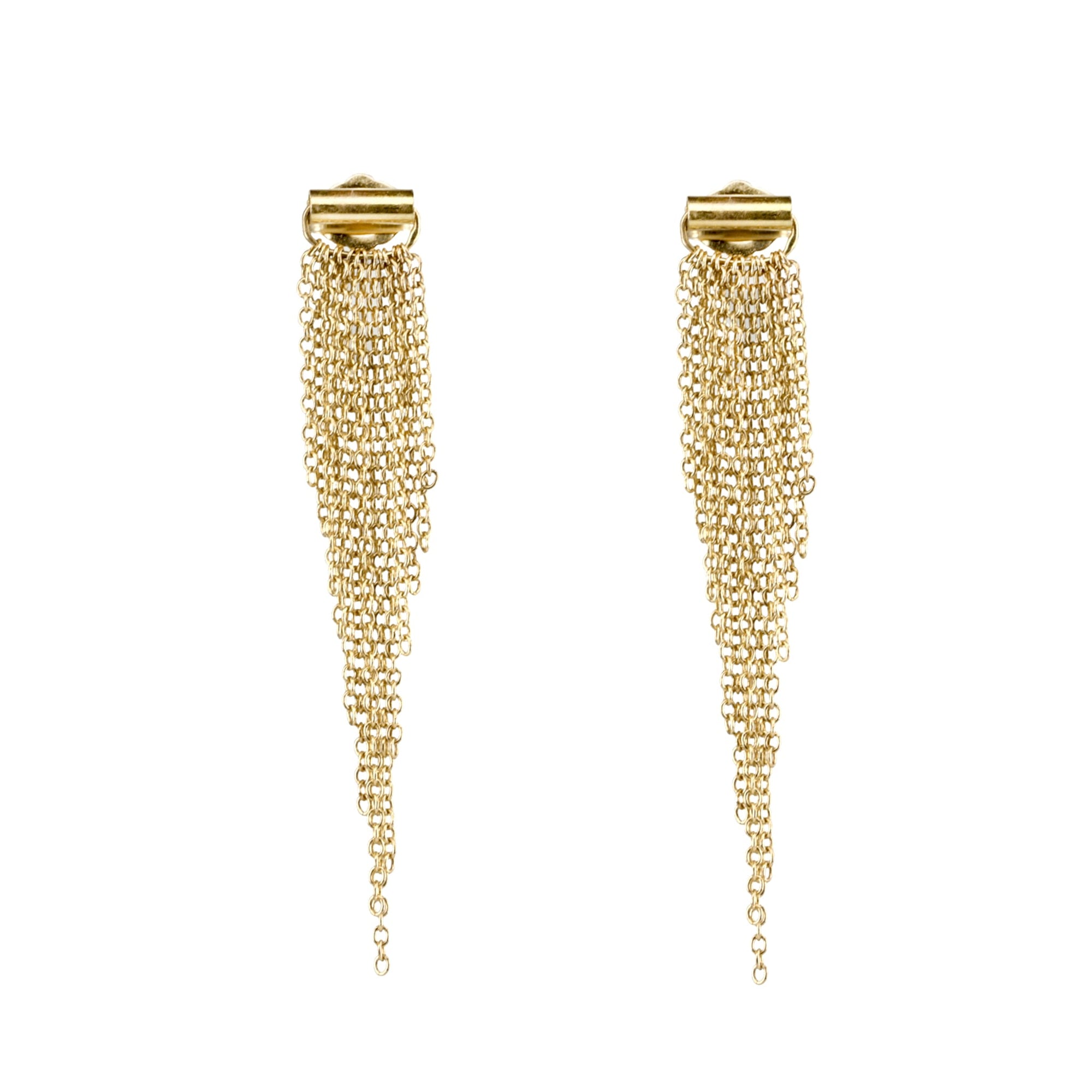 &quot;Swimsuit&quot; 14 Karat Yellow Gold Multi-Length Draping Chain Earrings - 1.5&quot; Length - Peridot Fine Jewelry - Sarah Macfadden