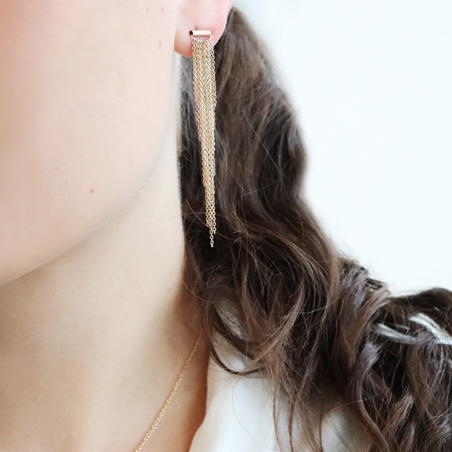&quot;Swimsuit&quot; Gold Multi-Length Draping Chain Earrings - 2.5&quot; Length - Peridot Fine Jewelry - Sarah Macfadden