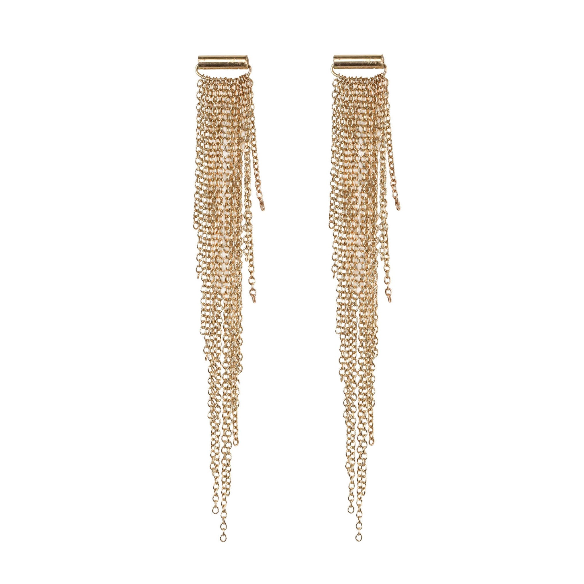 &quot;Swimsuit&quot; Gold Multi-Length Draping Chain Earrings - 2.5&quot; Length - Peridot Fine Jewelry - Sarah Macfadden